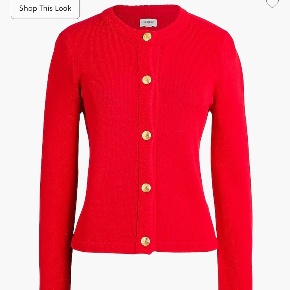 J. Crew Factory Women's Red Cardigan with Gold Buttons